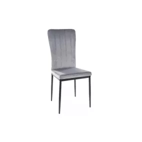   Vigo Bluvel Elegáns Bársony Étkezőszék Szürke Fekete Vázzal
