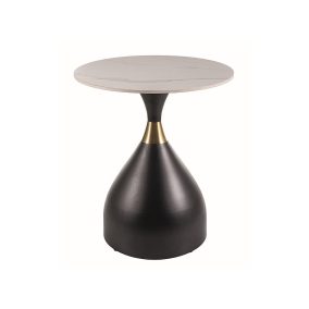   Virgo Luxus Kerámia Dohányzóasztal Márvány Fehér-Fekete Arany Díszítéssel