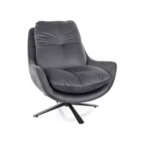 Vivien Velvet Forgó Fotel Szürke Bársony Fekete Matt