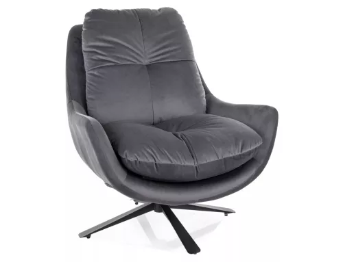 Vivien Velvet Forgó Fotel Szürke Bársony Fekete Matt