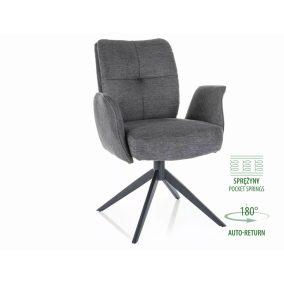   Wing Brego Forgó Szék Sötétszürke Szövet Fekete Fém Vázzal