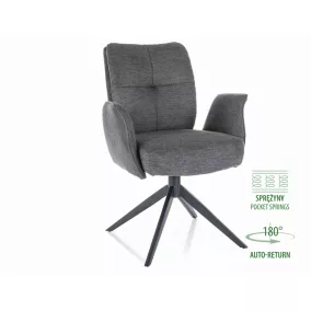   Wing Brego Forgó Szék Sötétszürke Szövet Fekete Fém Vázzal