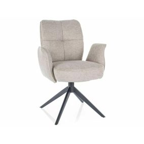   Wing Brego Forgó Szék Világos Bézs Szövet Fekete Fém Vázzal